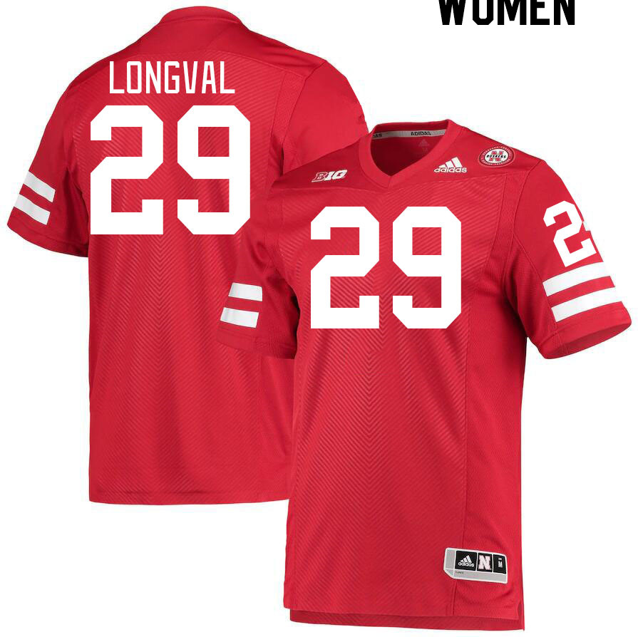 Women #29 Luke Longval Nebraska Cornhuskers College Football Jerseys Stitched Sale-Red - Click Image to Close